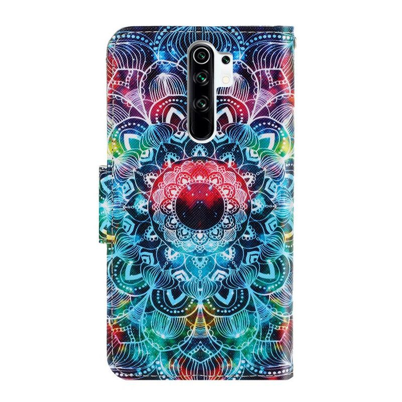 Flip Case Xiaomi Redmi 9 Suojaketju Kuori Flashy Mandala Hihnalla