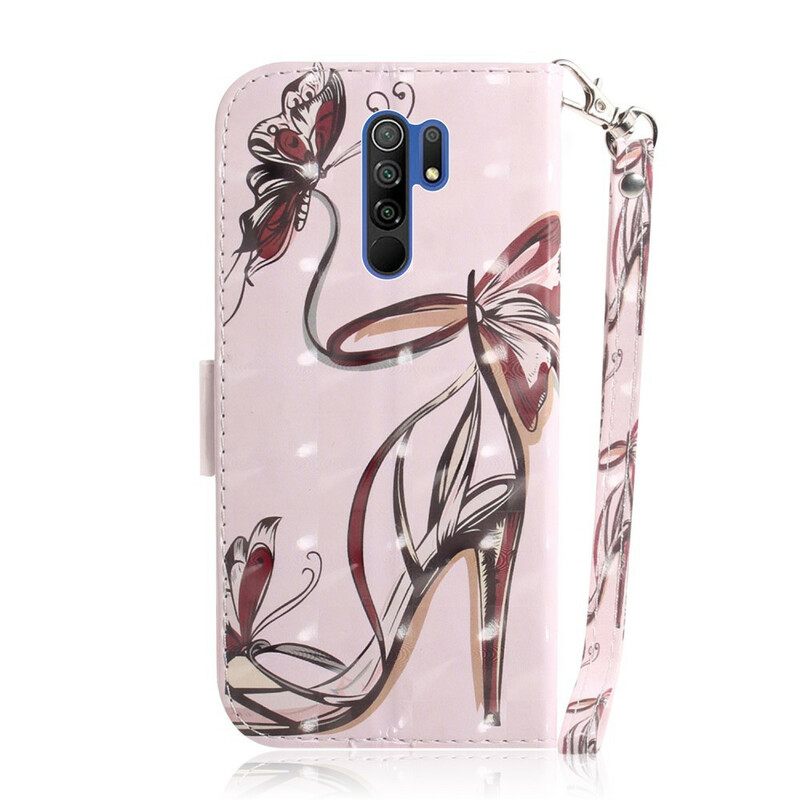 Flip Case Xiaomi Redmi 9 Suojaketju Kuori Strappy Pump