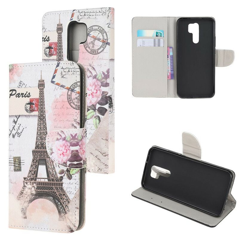 Kotelot Xiaomi Redmi 9 Retro Eiffel-torni