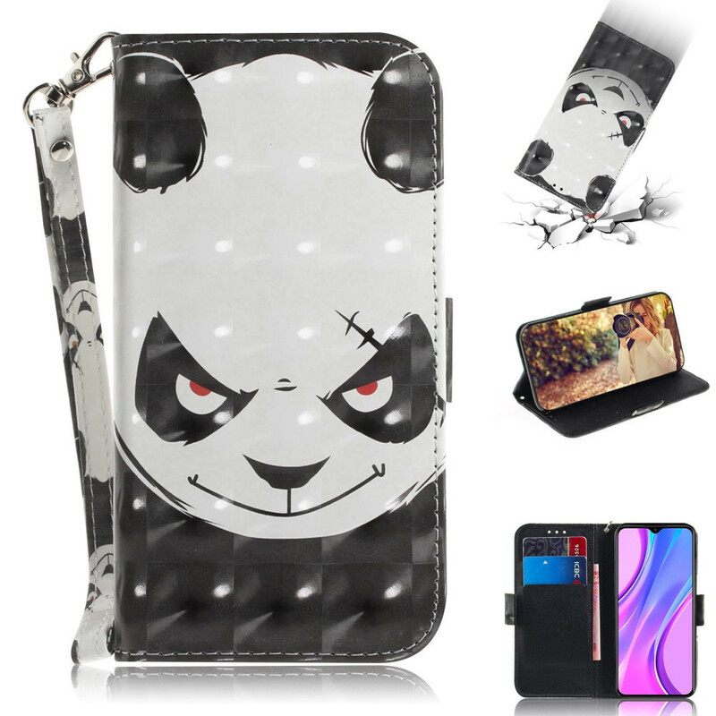 Kotelot Xiaomi Redmi 9 Suojaketju Kuori Angry Panda Lanyardissa