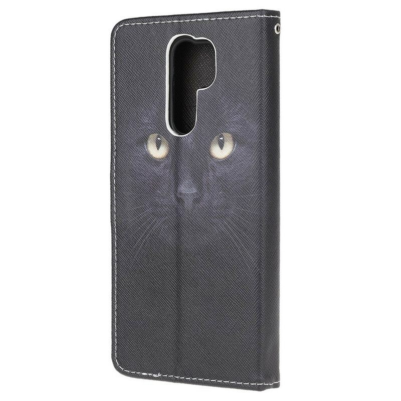 Kotelot Xiaomi Redmi 9 Suojaketju Kuori Black Cat Eyes Hihnalla