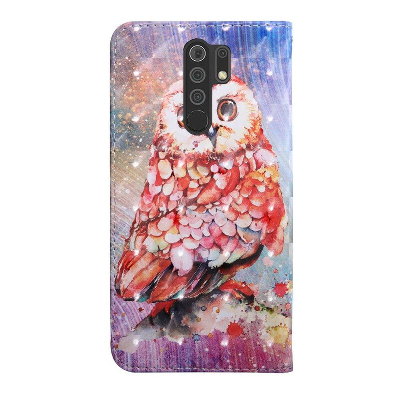 Nahkakotelo Xiaomi Redmi 9 Owl The Painter