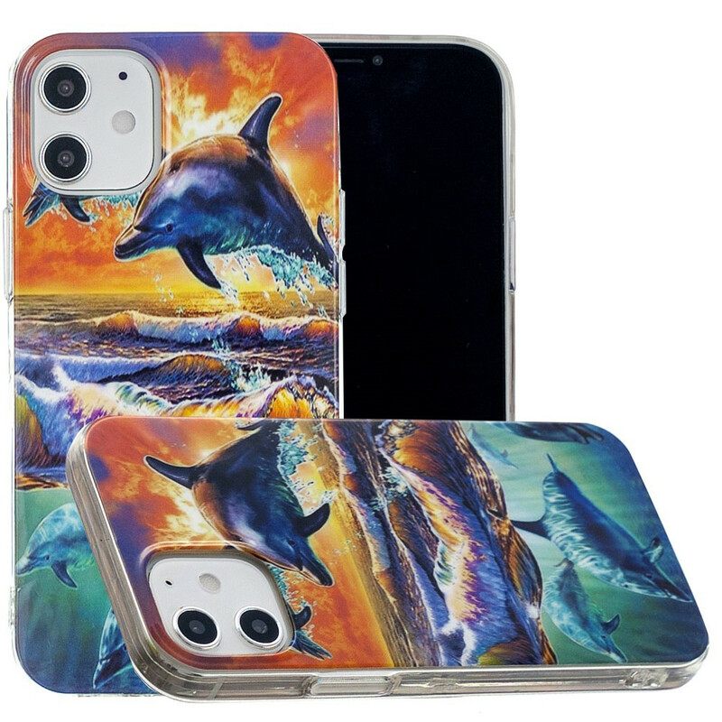 Case iPhone 12 Mini Dolphins Go Free