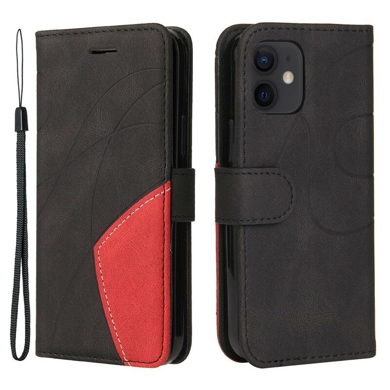 Kotelot iPhone 12 Mini Faux Leather Bicolor Design