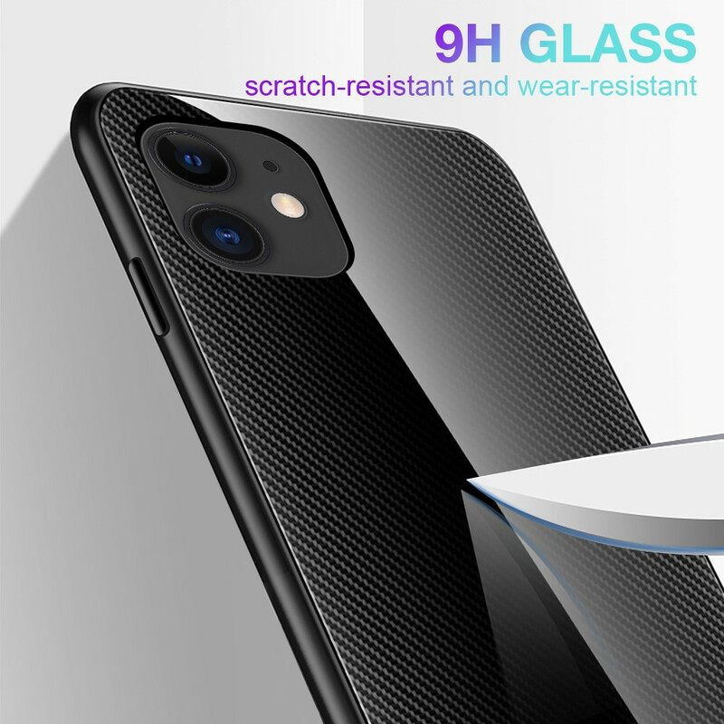 Kuori iPhone 12 Mini Classic Carbon Fiber Karkaistu Lasi