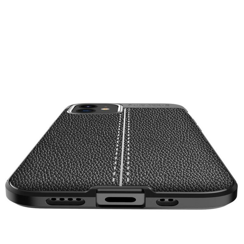 Kuori iPhone 12 Mini Double Line Litchi Leather Effect