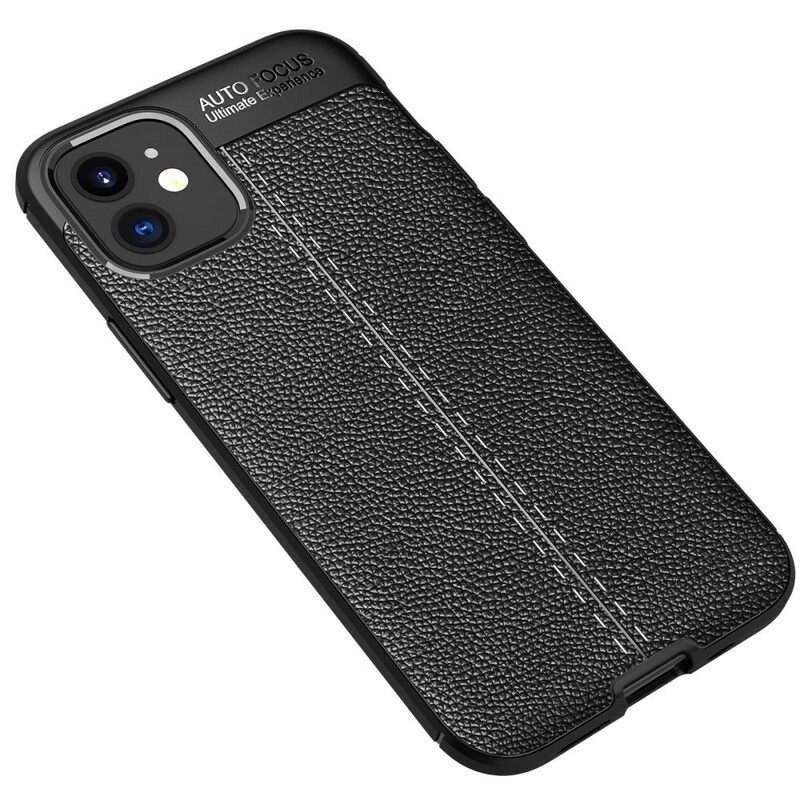 Kuori iPhone 12 Mini Double Line Litchi Leather Effect