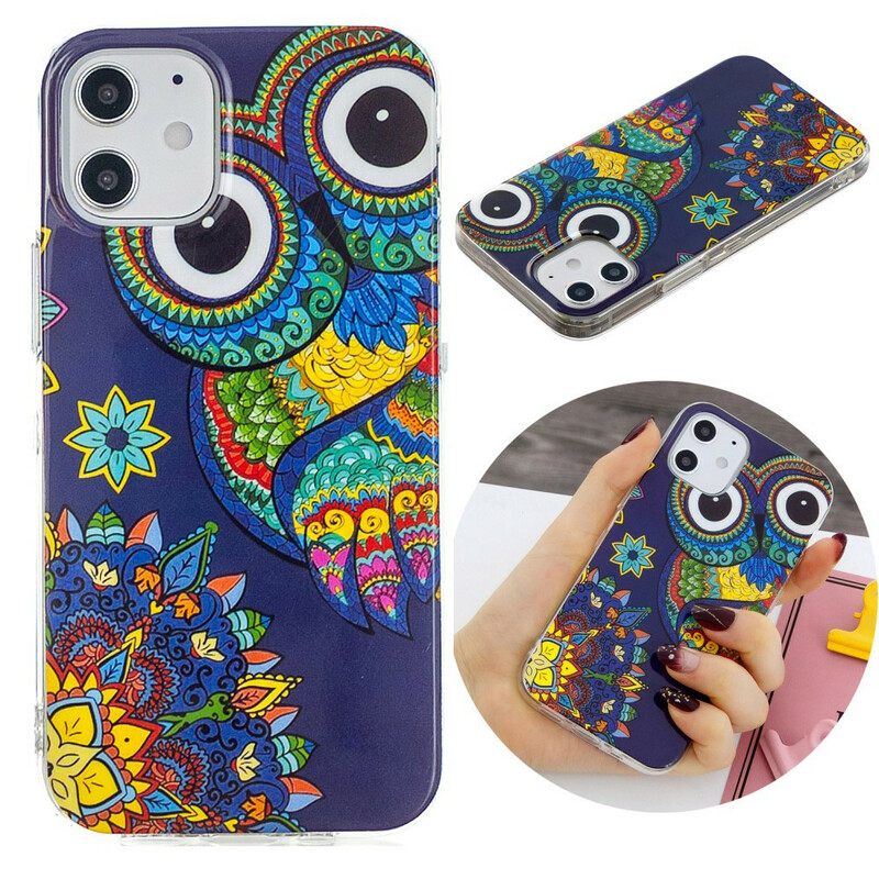 Kuori iPhone 12 Mini Owl Fluoresoiva Mandala