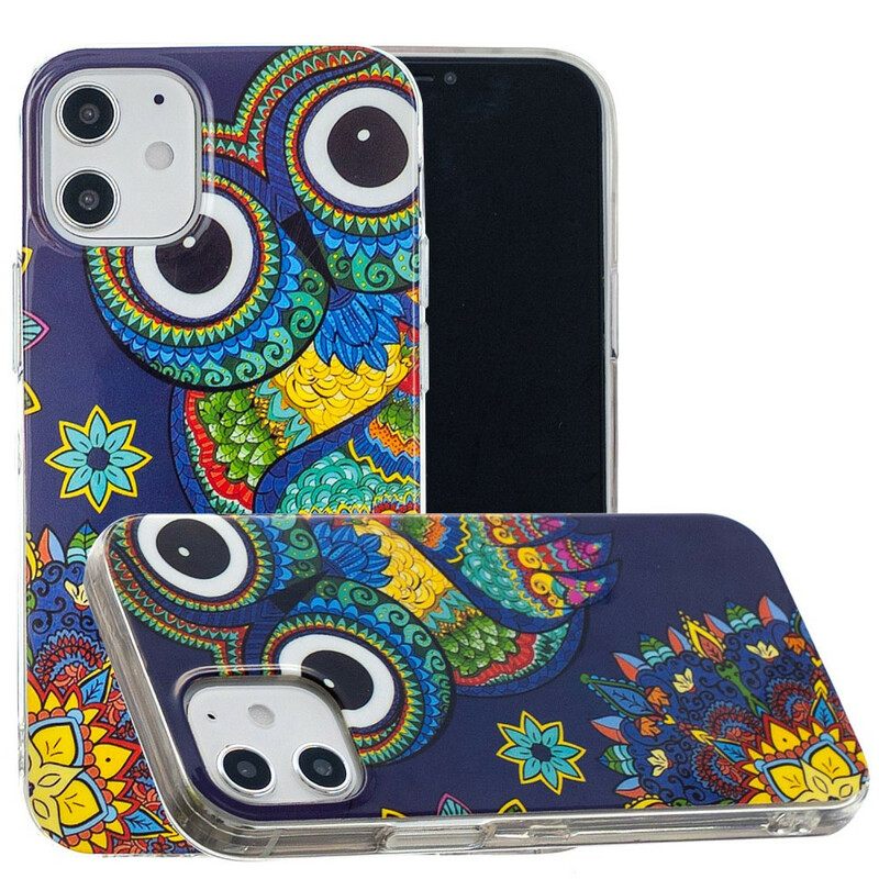 Kuori iPhone 12 Mini Owl Fluoresoiva Mandala