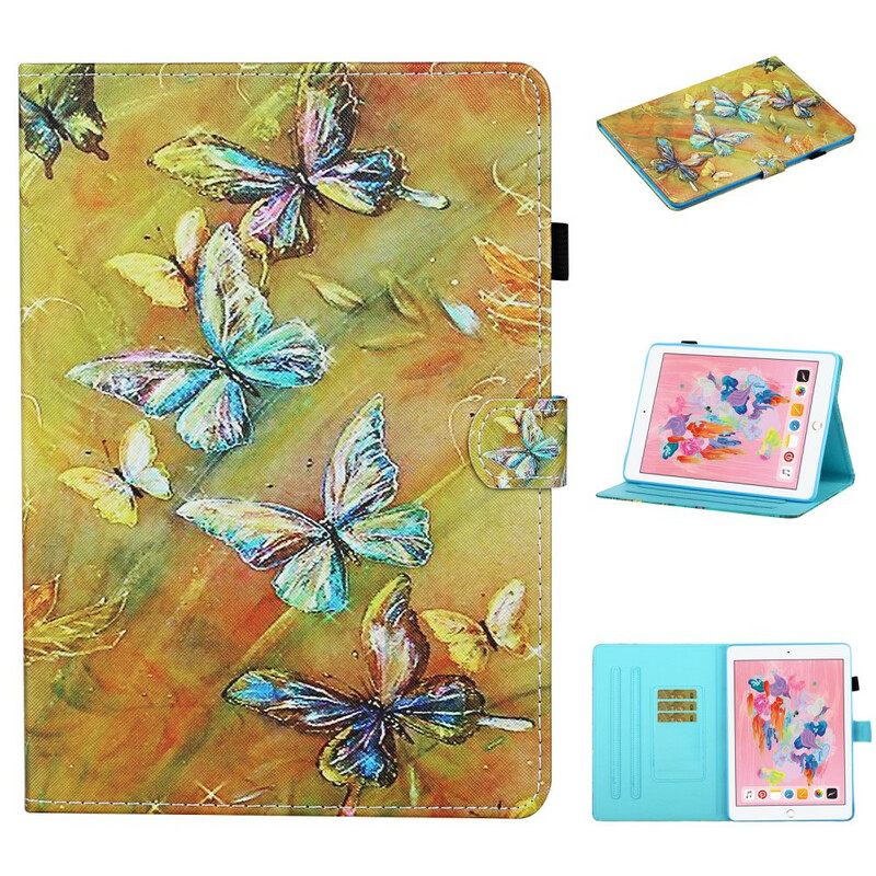 Nahkakotelo iPad 10.2" (2020) (2019) / Air 10.5" / Pro 10.5" Painted Butterflies