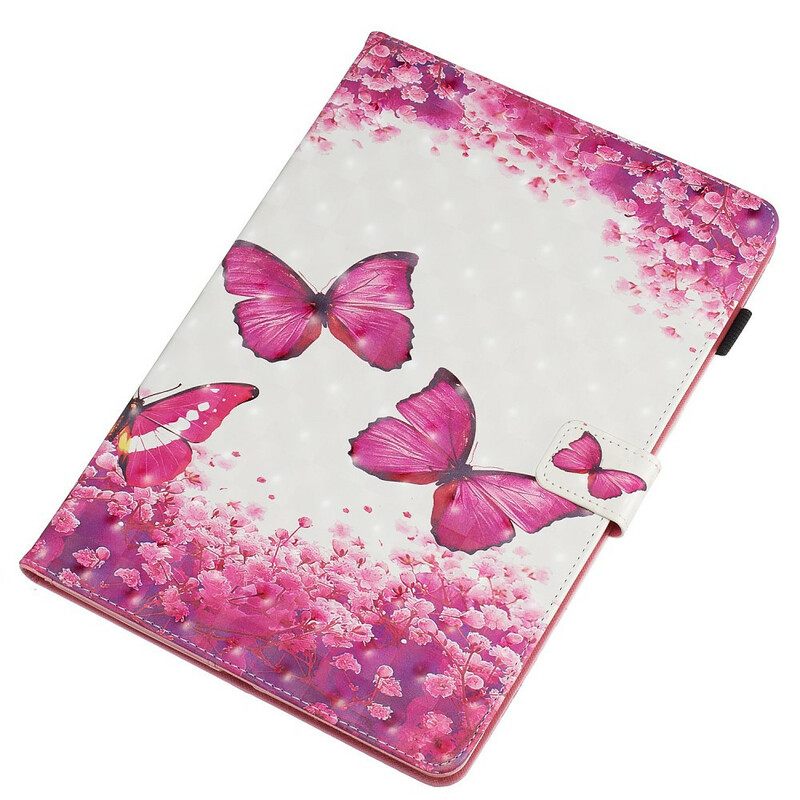 Nahkakotelo iPad 10.2" (2020) (2019) / Air 10.5" / Pro 10.5" Red Butterflies