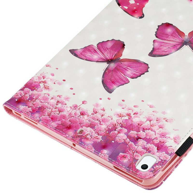 Nahkakotelo iPad 10.2" (2020) (2019) / Air 10.5" / Pro 10.5" Red Butterflies