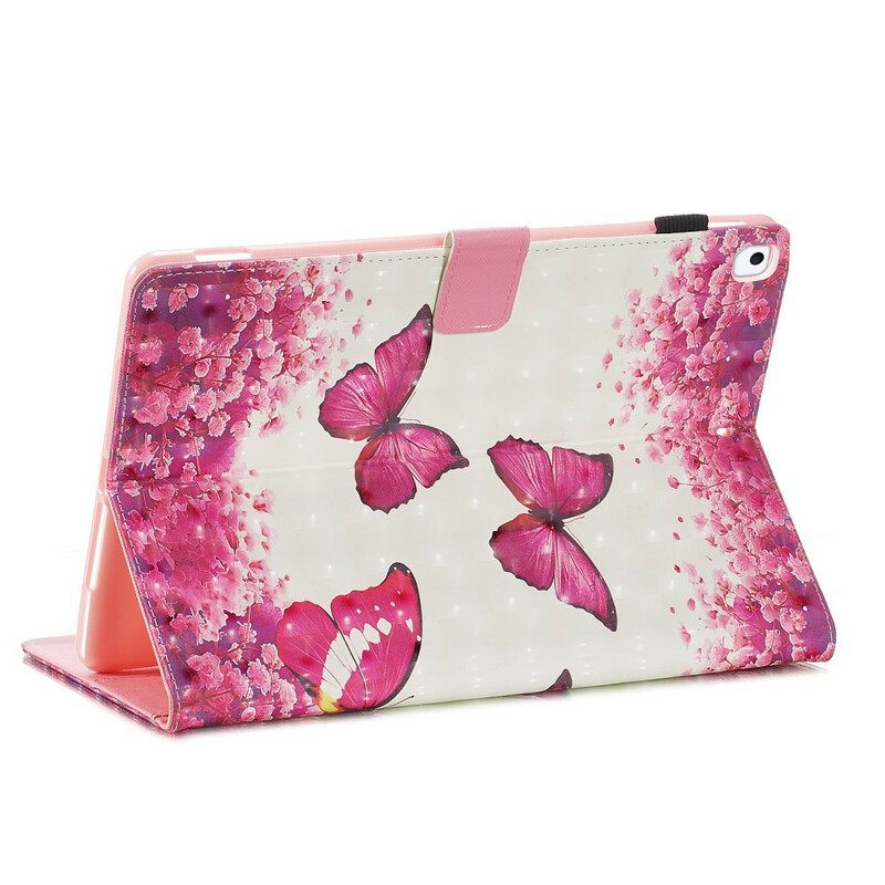 Nahkakotelo iPad 10.2" (2020) (2019) / Air 10.5" / Pro 10.5" Red Butterflies