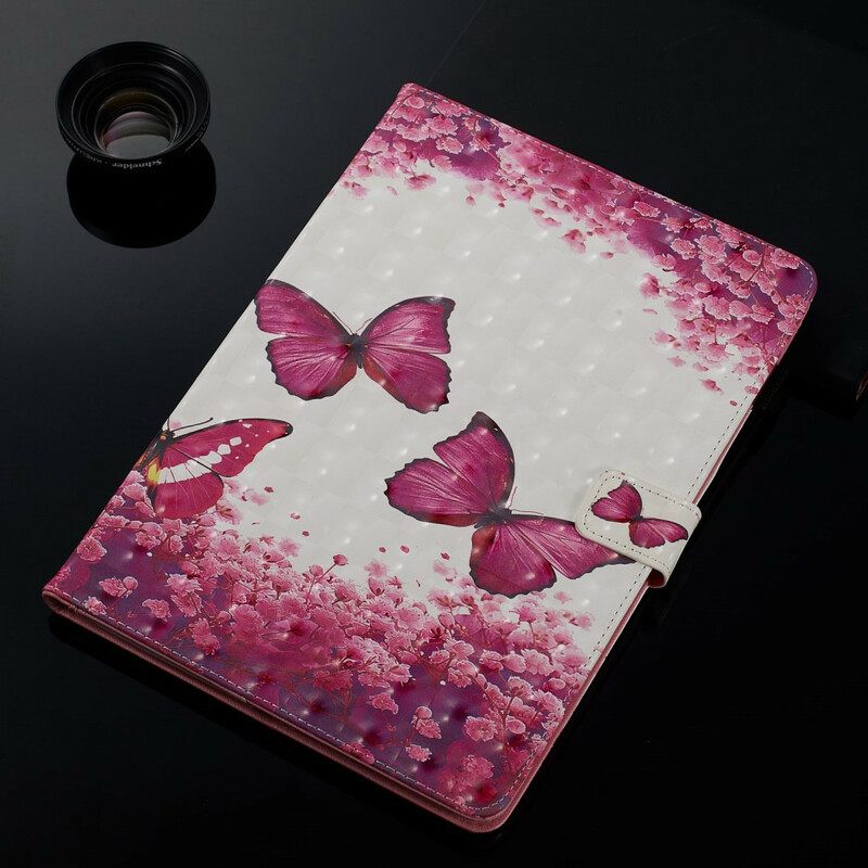 Nahkakotelo iPad 10.2" (2020) (2019) / Air 10.5" / Pro 10.5" Red Butterflies