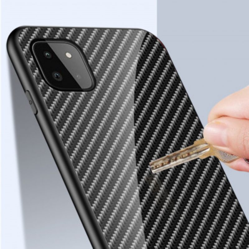 Case Samsung Galaxy A22 5G Carbon Fiber Karkaistu Lasi