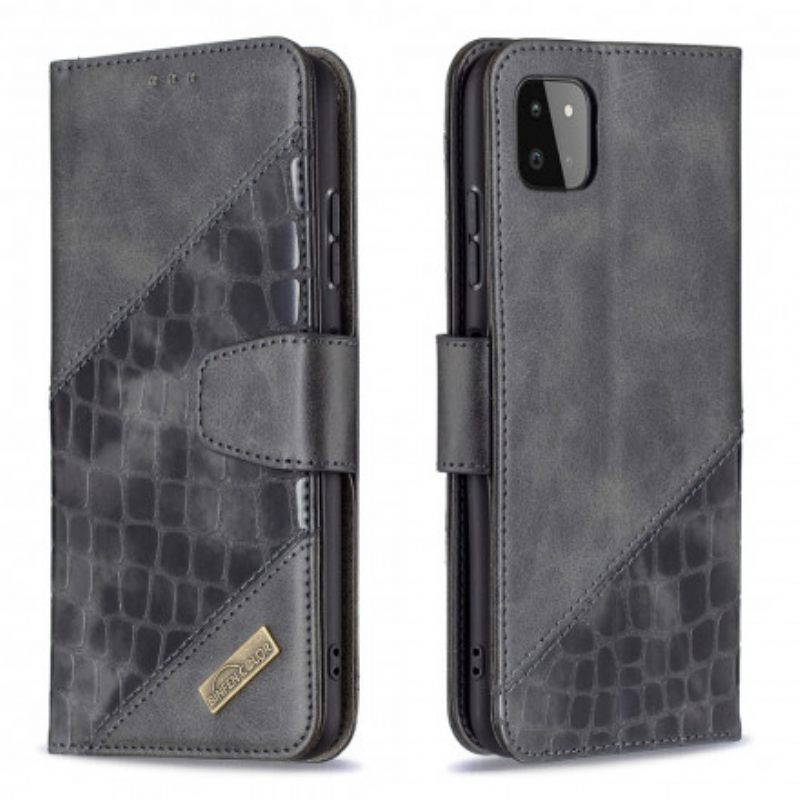 Flip Case Samsung Galaxy A22 5G Classic Crocodile Skin Effect