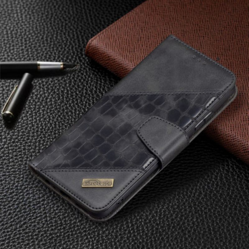 Flip Case Samsung Galaxy A22 5G Classic Crocodile Skin Effect