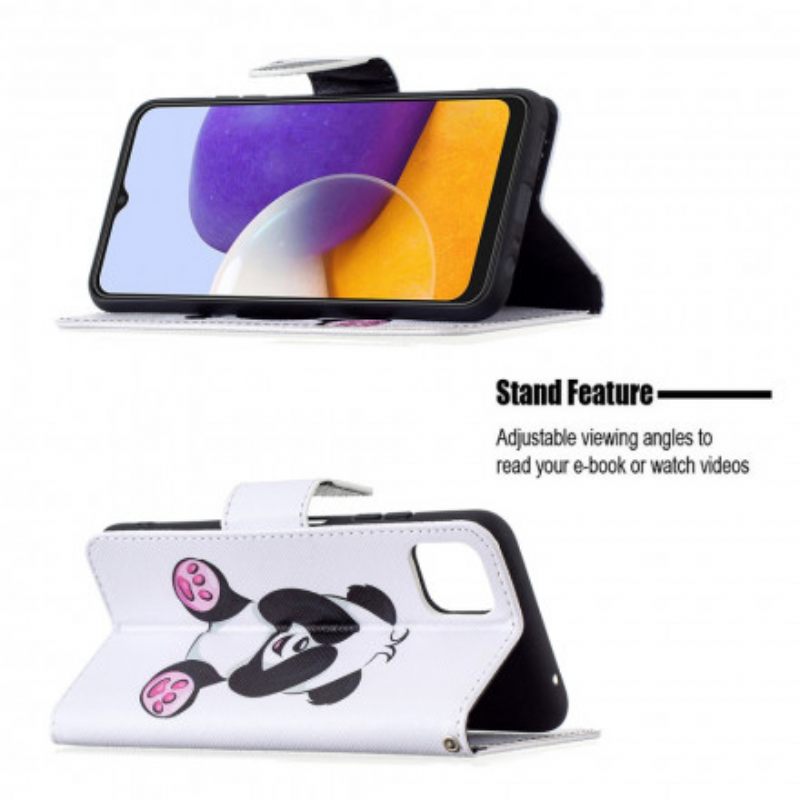 Flip Case Samsung Galaxy A22 5G Panda Hauskaa