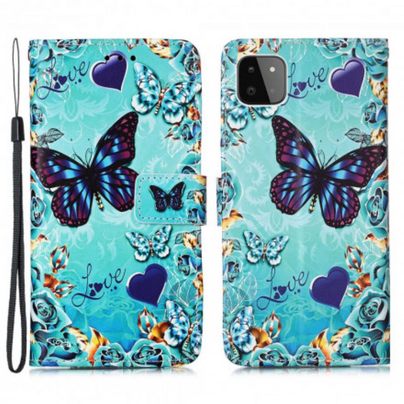 Kotelot Samsung Galaxy A22 5G Golden Butterflies