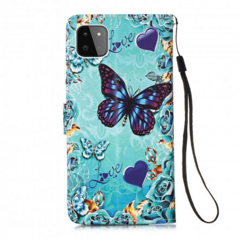 Kotelot Samsung Galaxy A22 5G Golden Butterflies