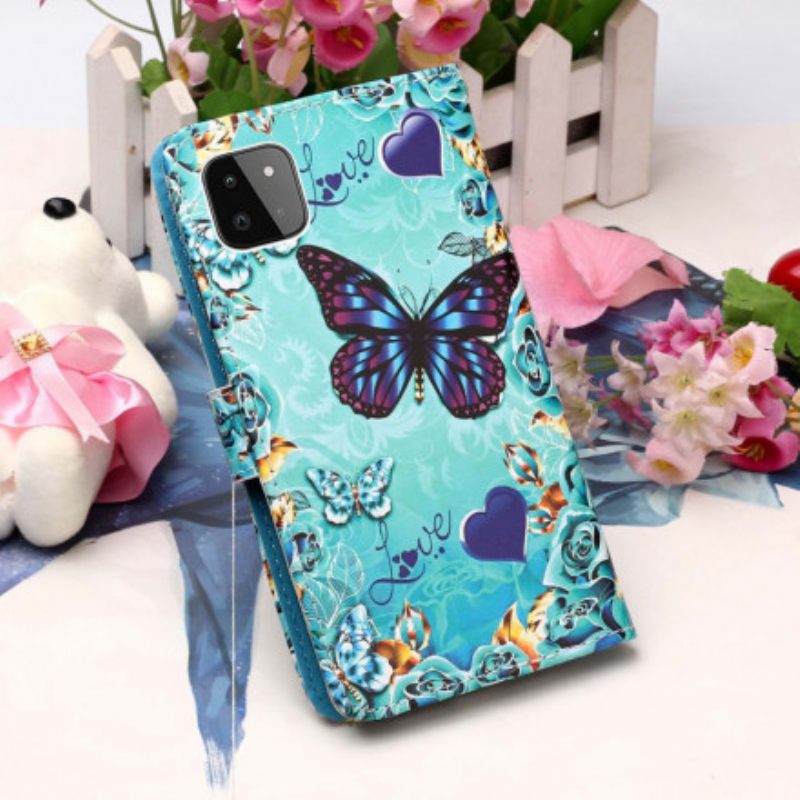 Kotelot Samsung Galaxy A22 5G Golden Butterflies