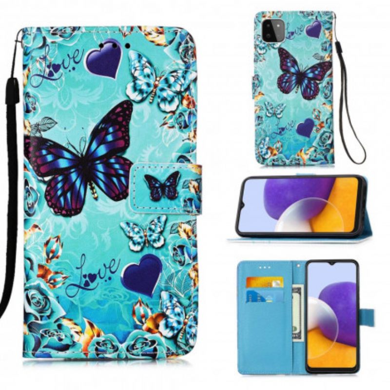 Kotelot Samsung Galaxy A22 5G Golden Butterflies