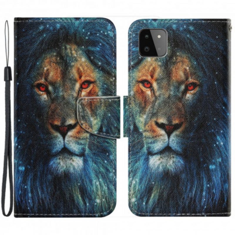 Kotelot Samsung Galaxy A22 5G Lion Kaulanauhan Kanssa