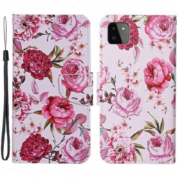 Kotelot Samsung Galaxy A22 5G Masterful Flowers Hihnalla