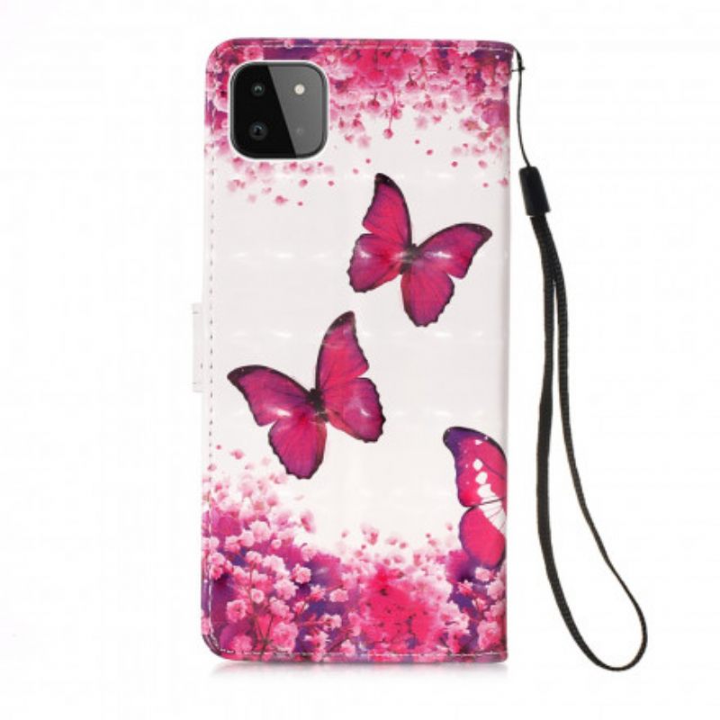 Kotelot Samsung Galaxy A22 5G Red Butterflies