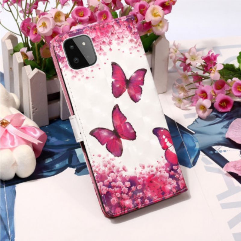 Kotelot Samsung Galaxy A22 5G Red Butterflies