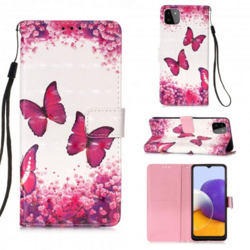 Kotelot Samsung Galaxy A22 5G Red Butterflies