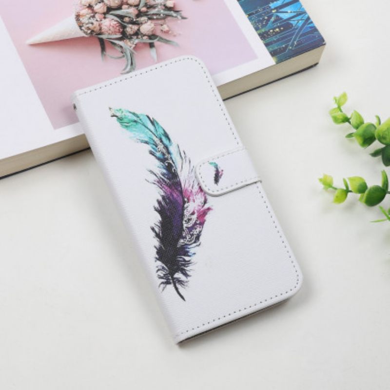 Kotelot Samsung Galaxy A22 5G Suojaketju Kuori Feather Kaulanauhalla