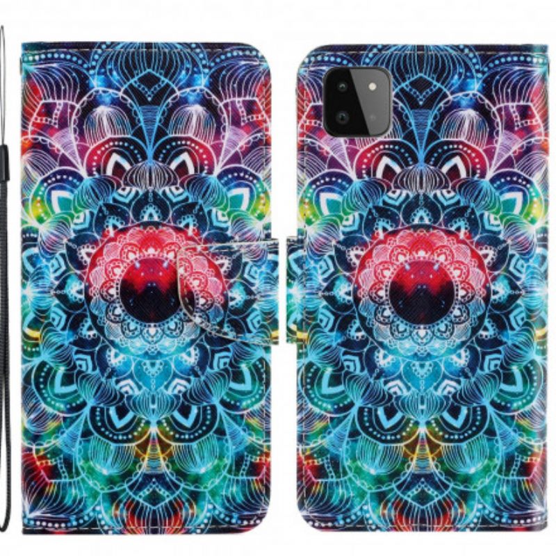 Kotelot Samsung Galaxy A22 5G Suojaketju Kuori Flashy Mandala Hihnalla