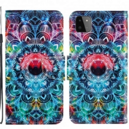 Kotelot Samsung Galaxy A22 5G Suojaketju Kuori Flashy Mandala Hihnalla