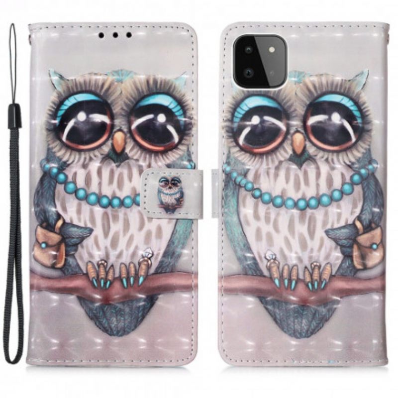 Kotelot Samsung Galaxy A22 5G Suojaketju Kuori Miss Owl Hihnassa