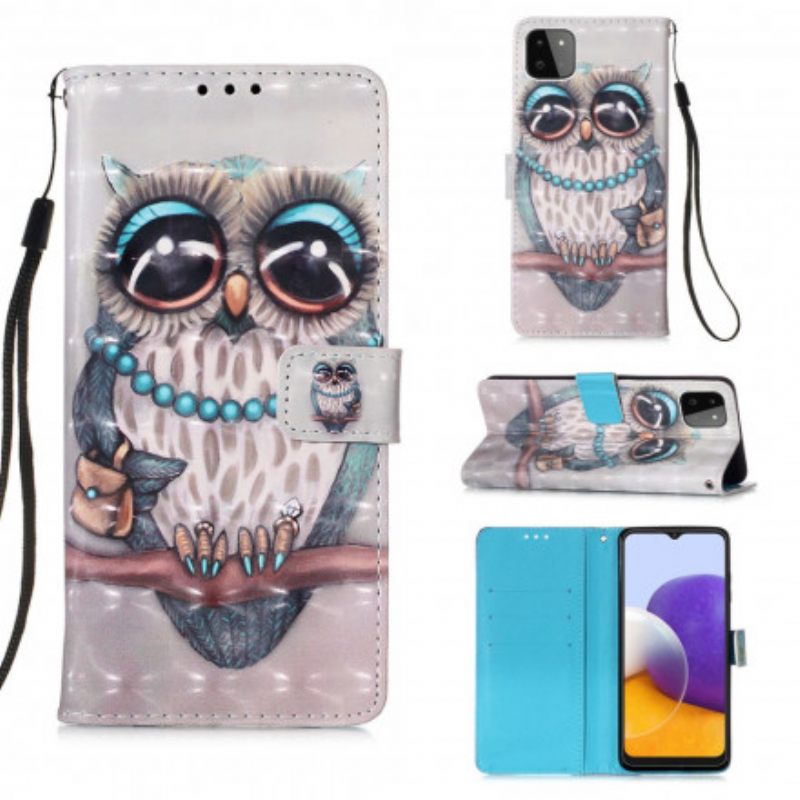 Kotelot Samsung Galaxy A22 5G Suojaketju Kuori Miss Owl Hihnassa