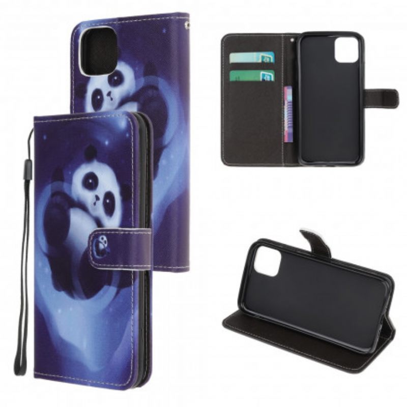 Kotelot Samsung Galaxy A22 5G Suojaketju Kuori Panda Space Lanyard