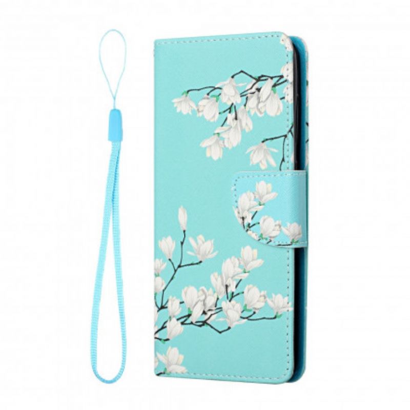 Kotelot Samsung Galaxy A22 5G Suojaketju Kuori Strap Flower Tree