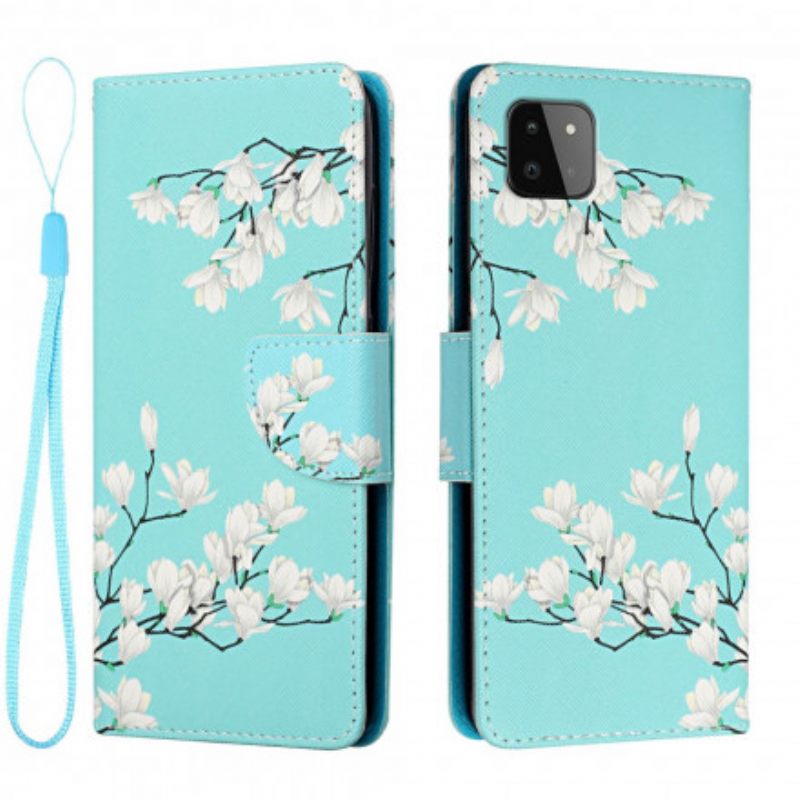 Kotelot Samsung Galaxy A22 5G Suojaketju Kuori Strap Flower Tree