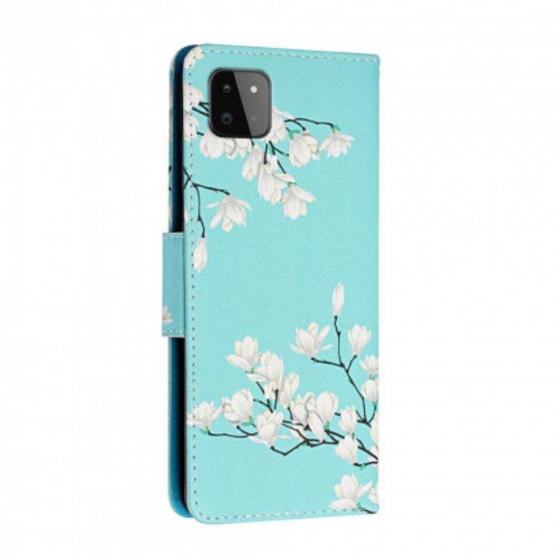 Kotelot Samsung Galaxy A22 5G Suojaketju Kuori Strap Flower Tree