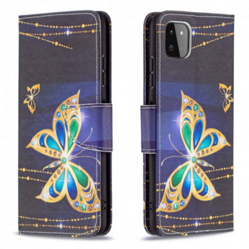 Nahkakotelo Samsung Galaxy A22 5G Butterflies Kings