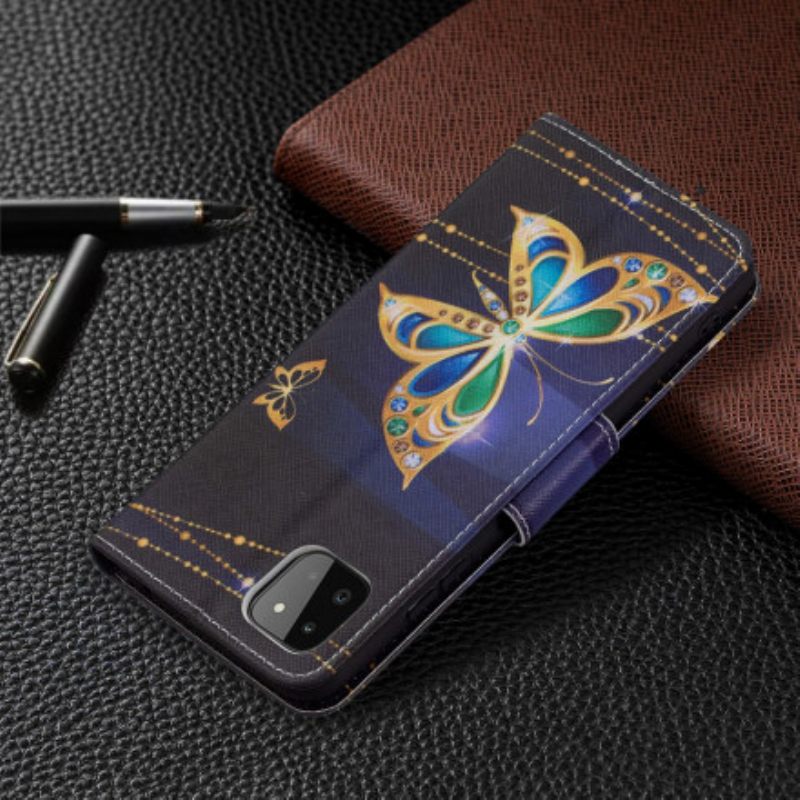 Nahkakotelo Samsung Galaxy A22 5G Butterflies Kings