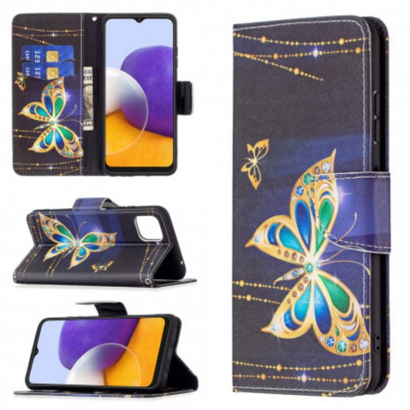 Nahkakotelo Samsung Galaxy A22 5G Butterflies Kings