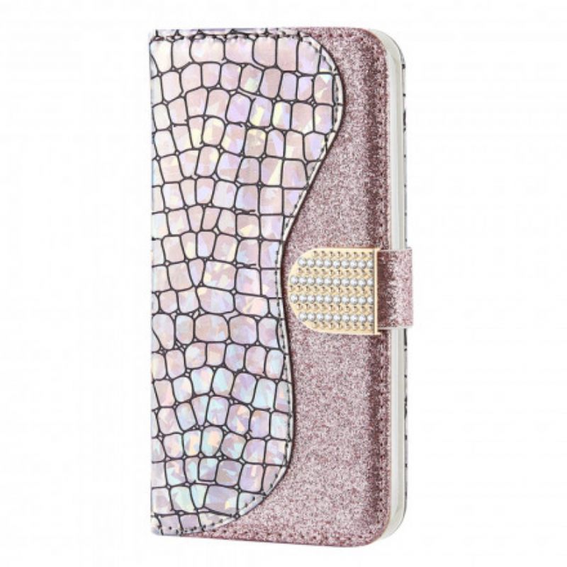 Nahkakotelo Samsung Galaxy A22 5G Croco Diamonds