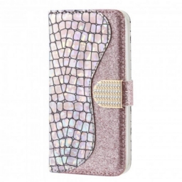 Nahkakotelo Samsung Galaxy A22 5G Croco Diamonds