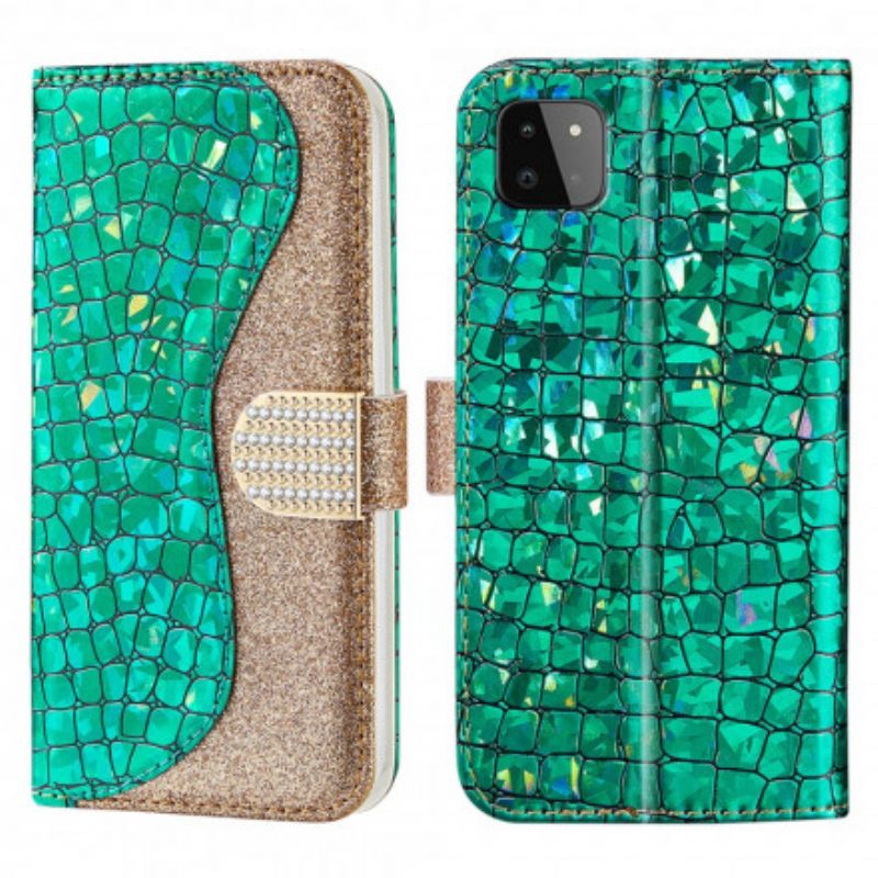 Nahkakotelo Samsung Galaxy A22 5G Croco Diamonds