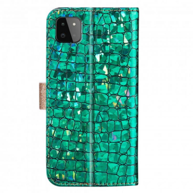 Nahkakotelo Samsung Galaxy A22 5G Croco Diamonds