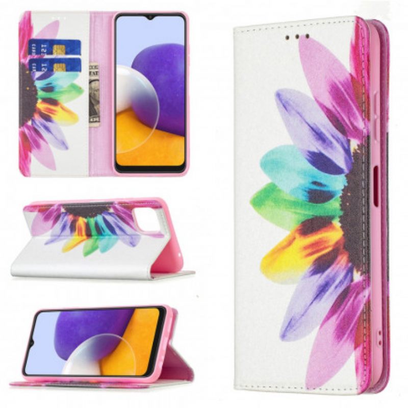 Puhelinkuoret Samsung Galaxy A22 5G Kotelot Flip Flower Watercolour