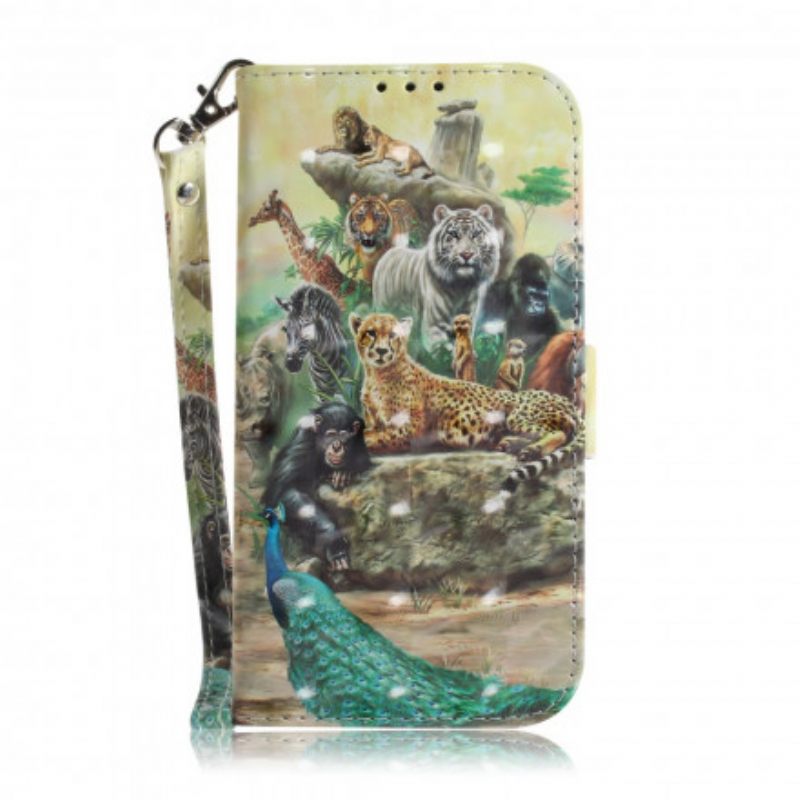 Flip Case Moto G9 Play Suojaketju Kuori Animal Safari Stringit