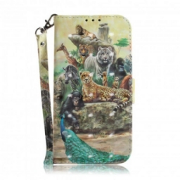 Flip Case Moto G9 Play Suojaketju Kuori Animal Safari Stringit